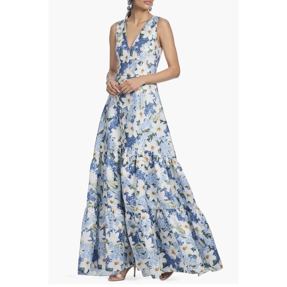 SACHIN & BABI Rori Sky Star Lillies Frozen Floral gown  Size:14 $995
